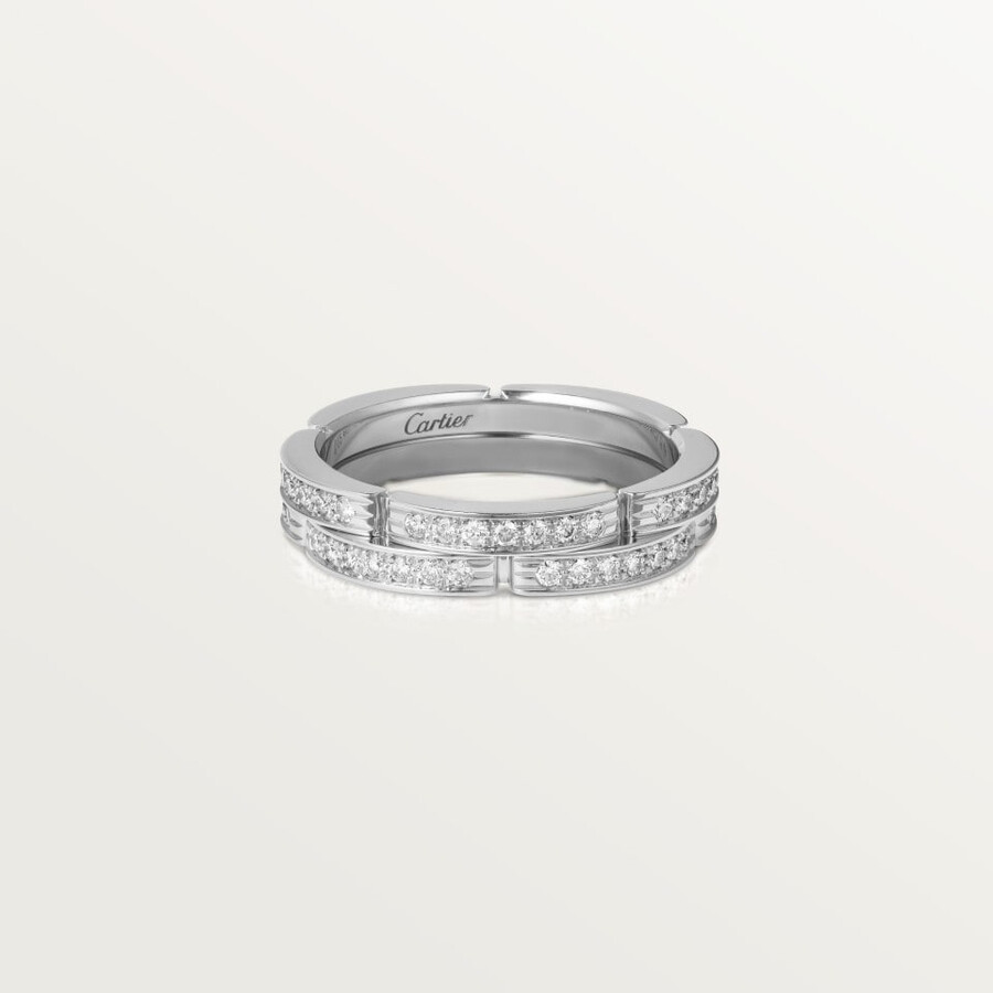 maillon panthère wedding band double row half-paved