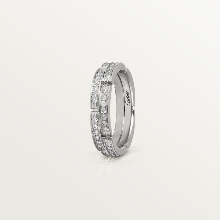 maillon panthère wedding band double row half-paved