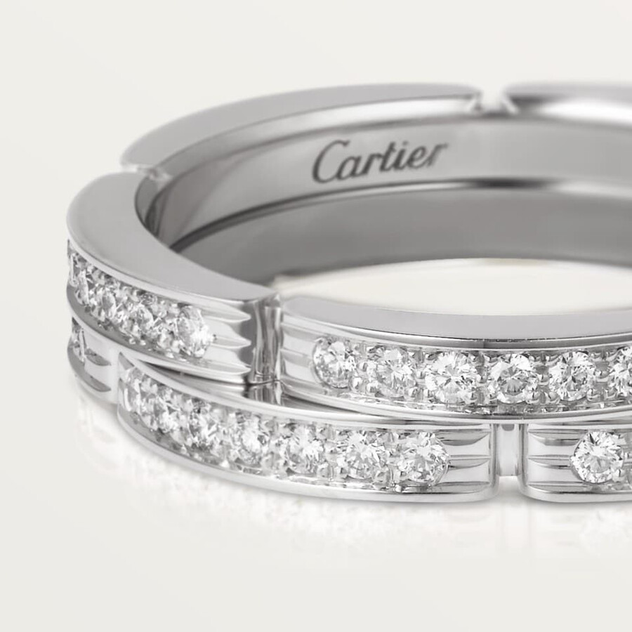 maillon panthère wedding band double row half-paved