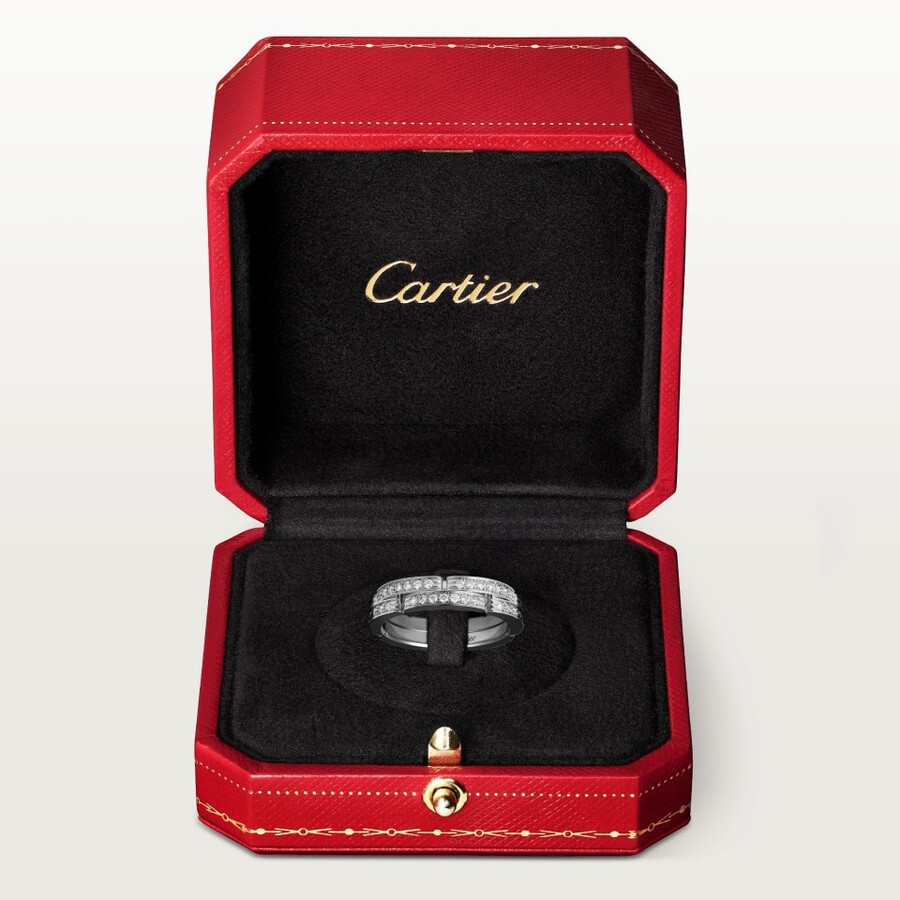 maillon panthère wedding band double row half-paved