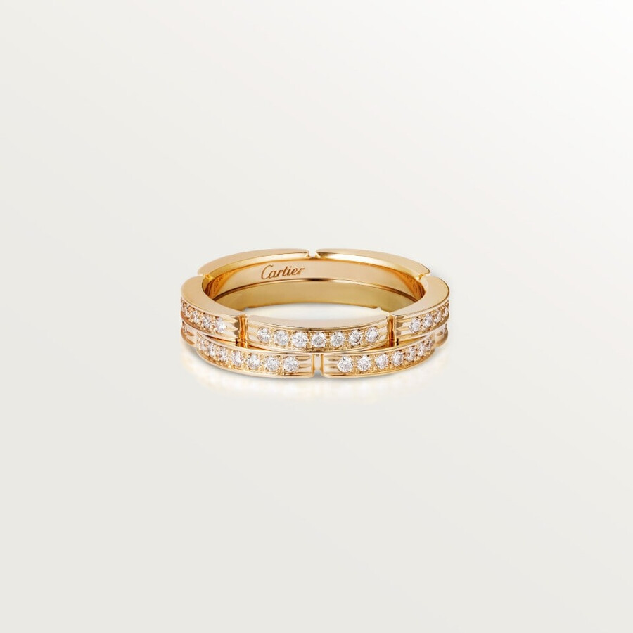 maillon panthère wedding band double row half-paved