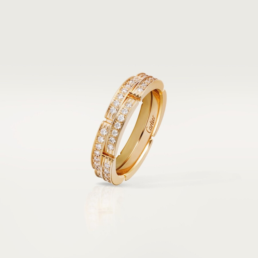 maillon panthère wedding band double row half-paved