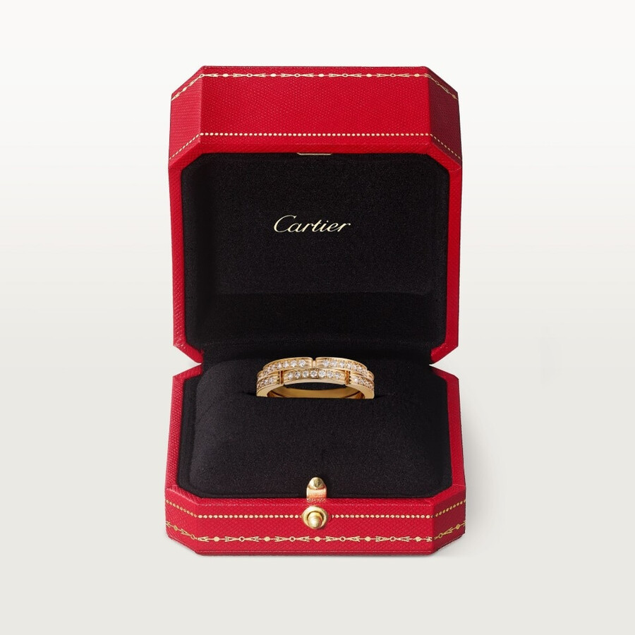 maillon panthère wedding band double row half-paved