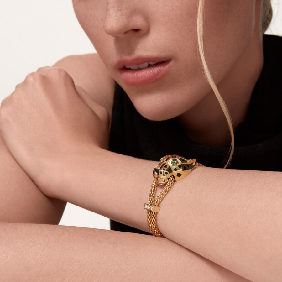 panthère de cartier bracelet on chain diamonds