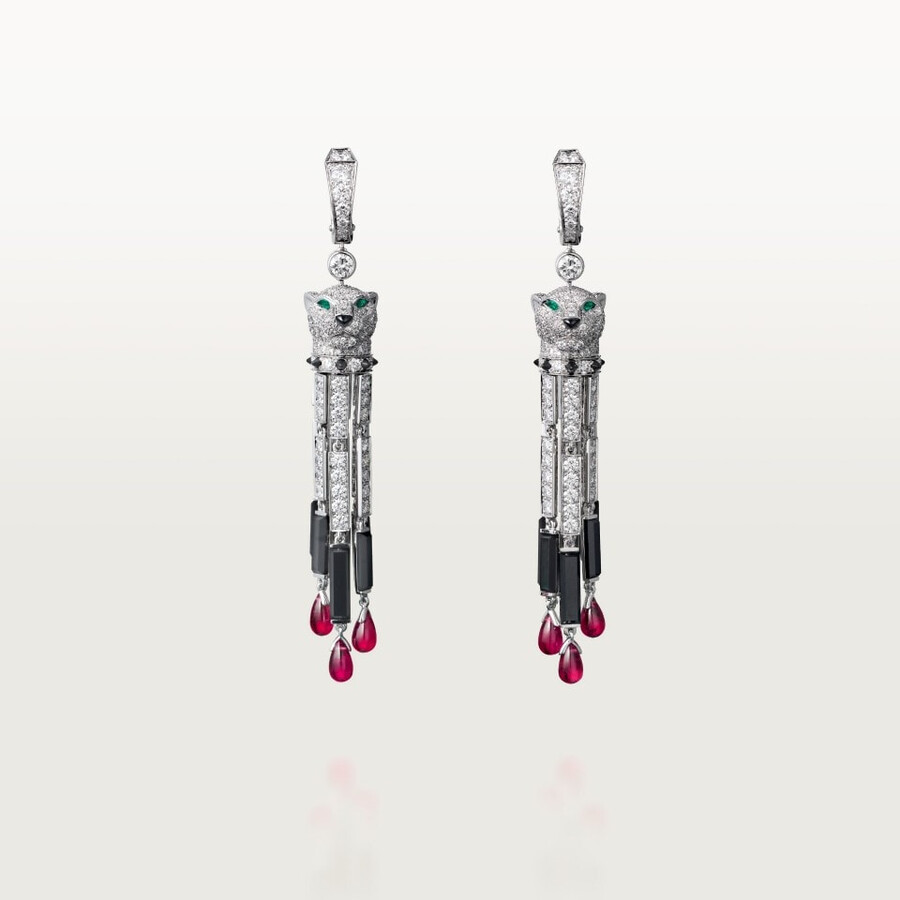 panthère de cartier earrings ruby large model paved