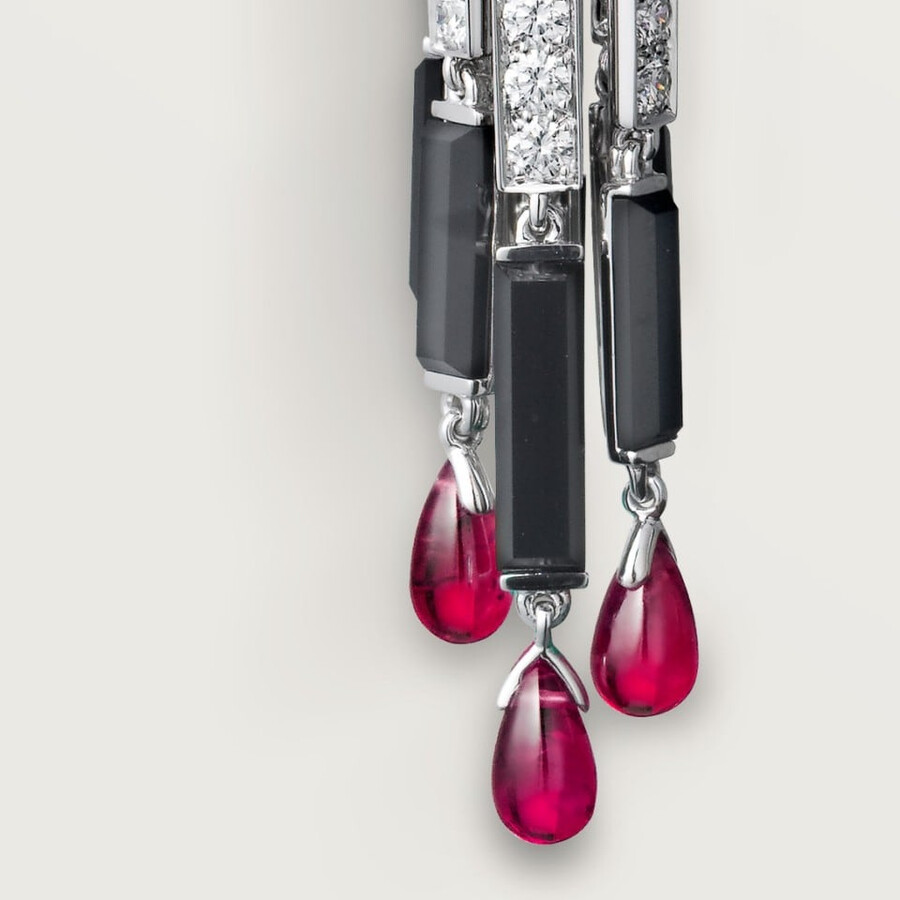 panthère de cartier earrings ruby large model paved