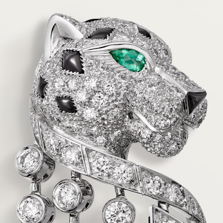panthère de cartier earrings large model paved