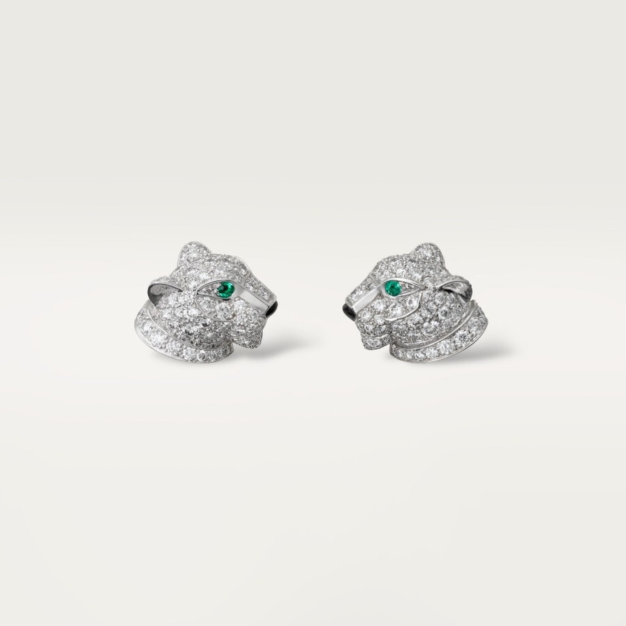 panthère de cartier stud earrings paved