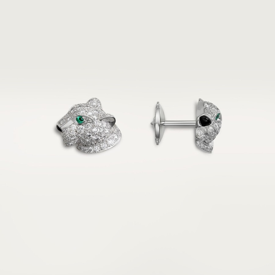 panthère de cartier stud earrings paved