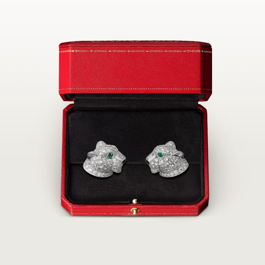 panthère de cartier stud earrings paved
