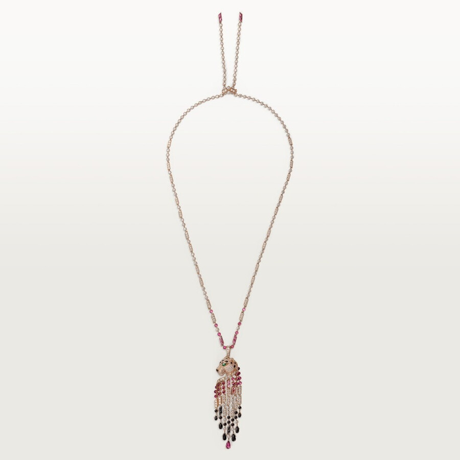 panthère de cartier long necklace rubellite large model paved