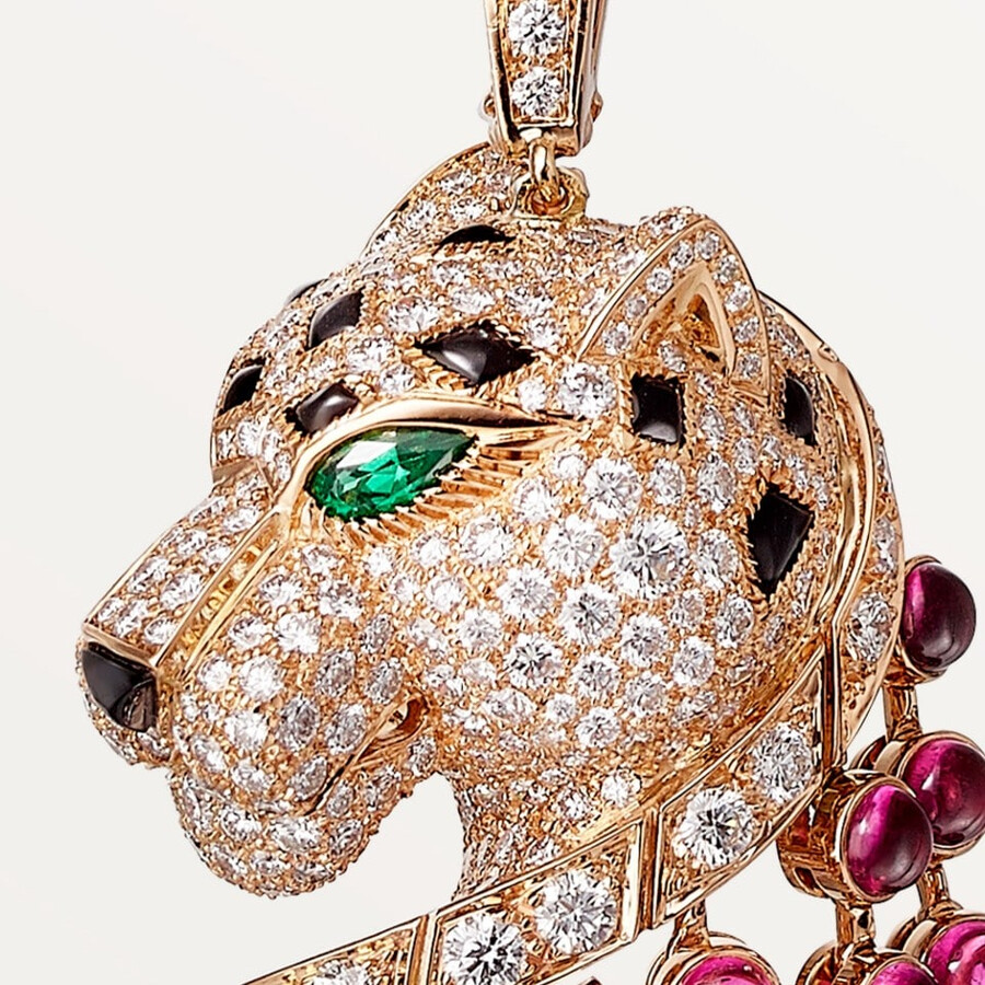 panthère de cartier long necklace rubellite large model paved