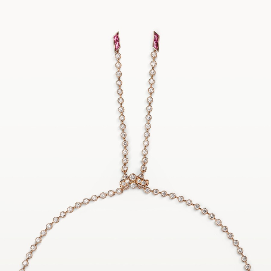 panthère de cartier long necklace rubellite large model paved