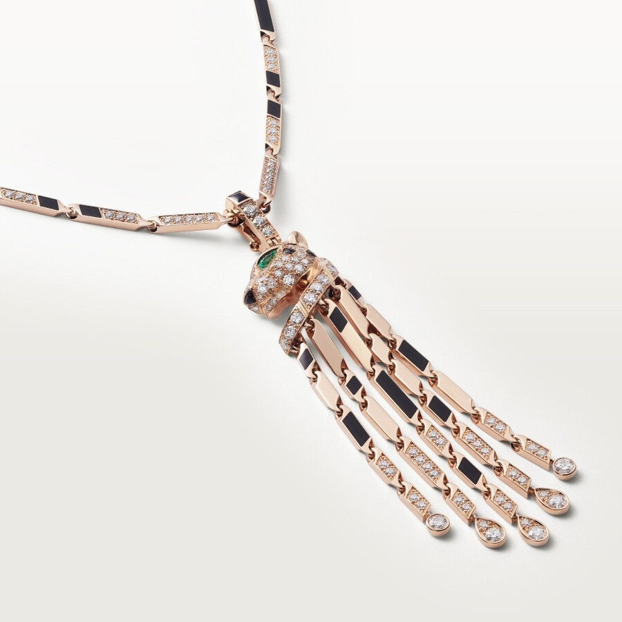 panthère de cartier long necklace small model paved