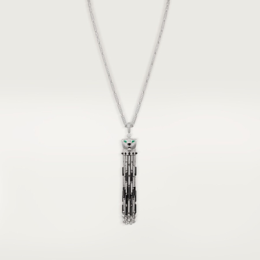 panthère de cartier long necklace onyx multi-wear large model paved