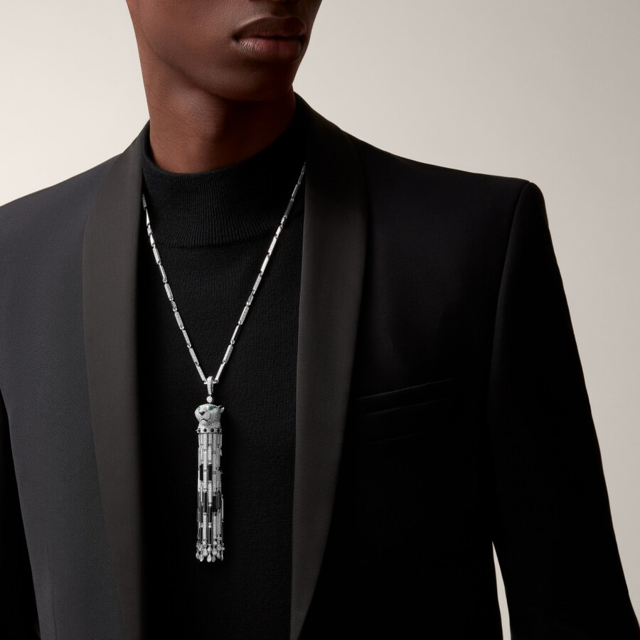 panthère de cartier long necklace onyx multi-wear large model paved