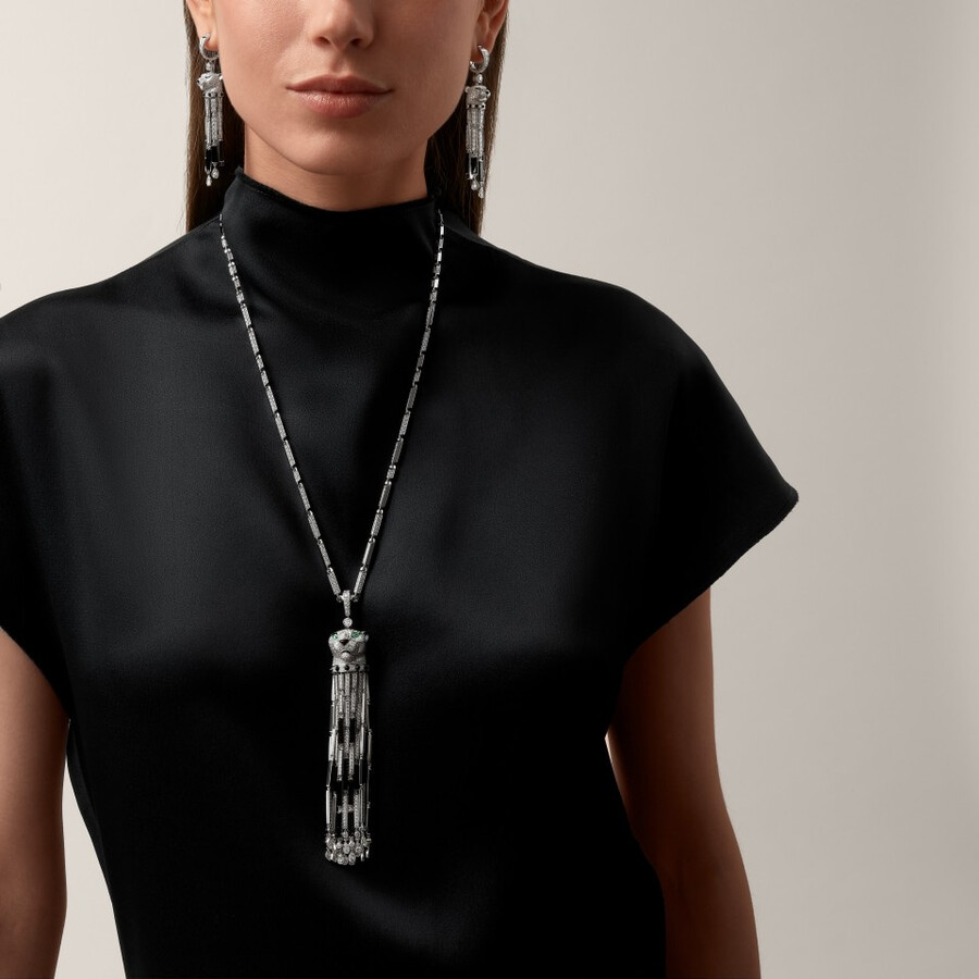 panthère de cartier long necklace onyx multi-wear large model paved