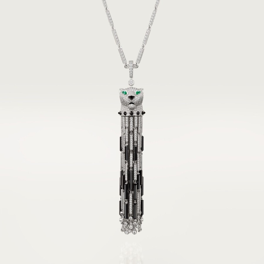 panthère de cartier long necklace onyx multi-wear large model paved