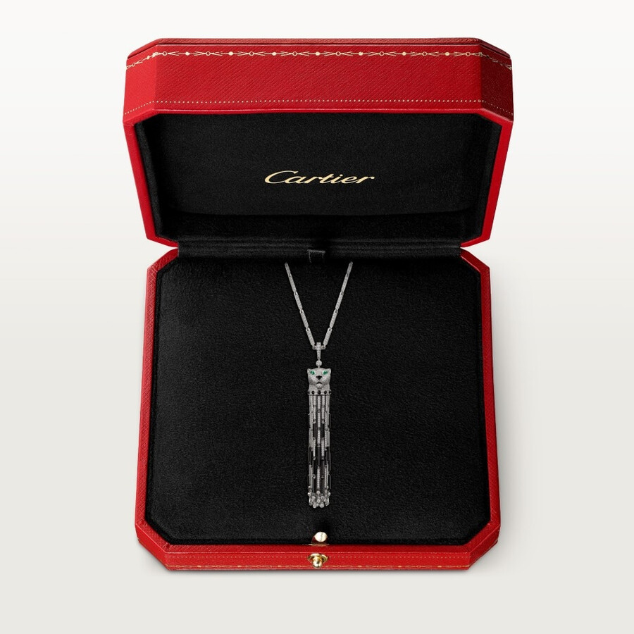 panthère de cartier long necklace onyx multi-wear large model paved