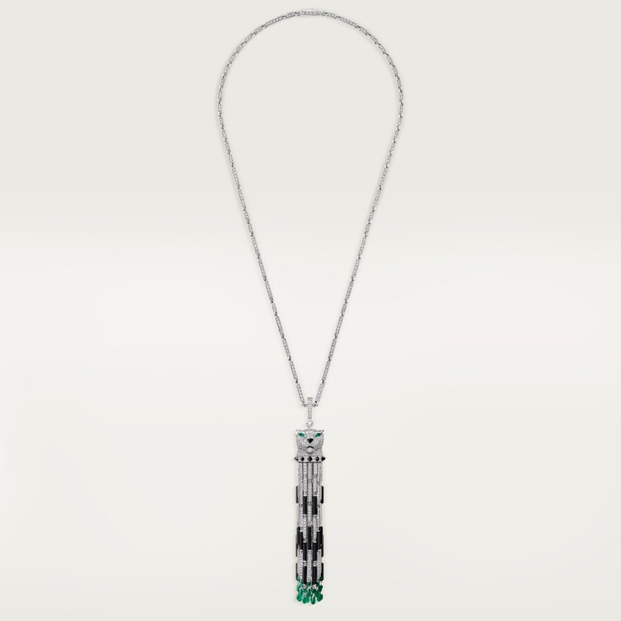 panthère de cartier long necklace emerald multi-wear large model paved