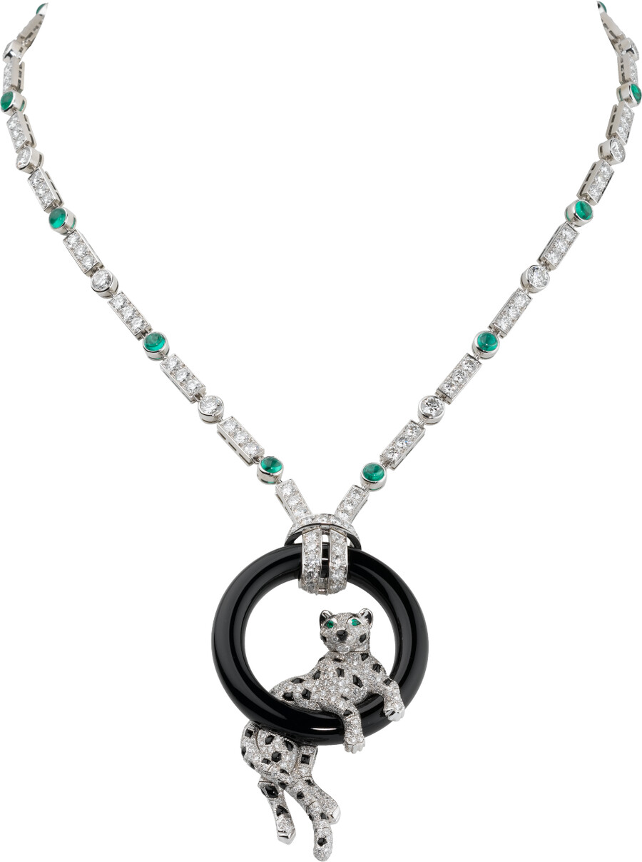 panthère de cartier necklace emerald paved