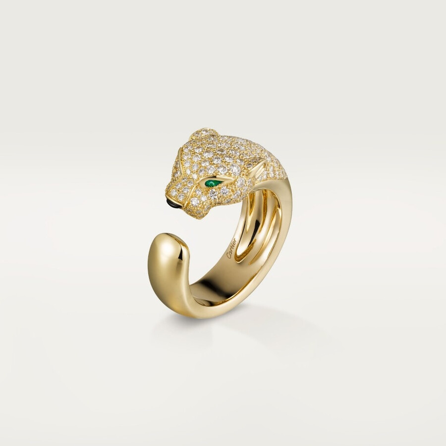 panthère de cartier ring medium model half-paved