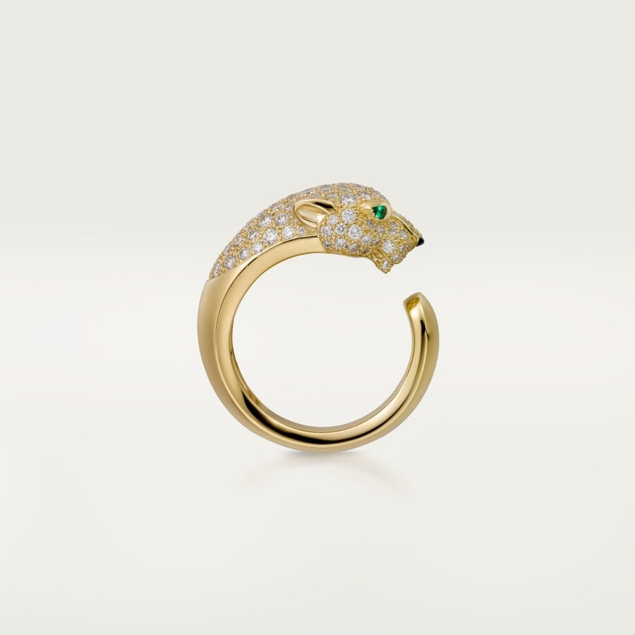 panthère de cartier ring medium model half-paved