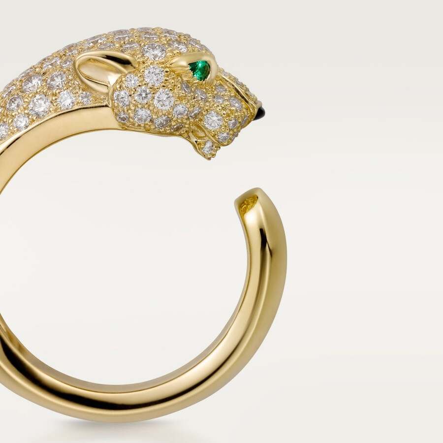 panthère de cartier ring medium model half-paved