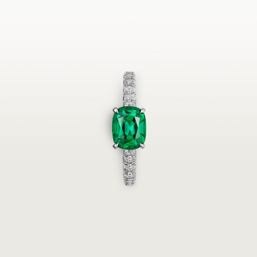 1895 solitaire cushion-cut emerald paved