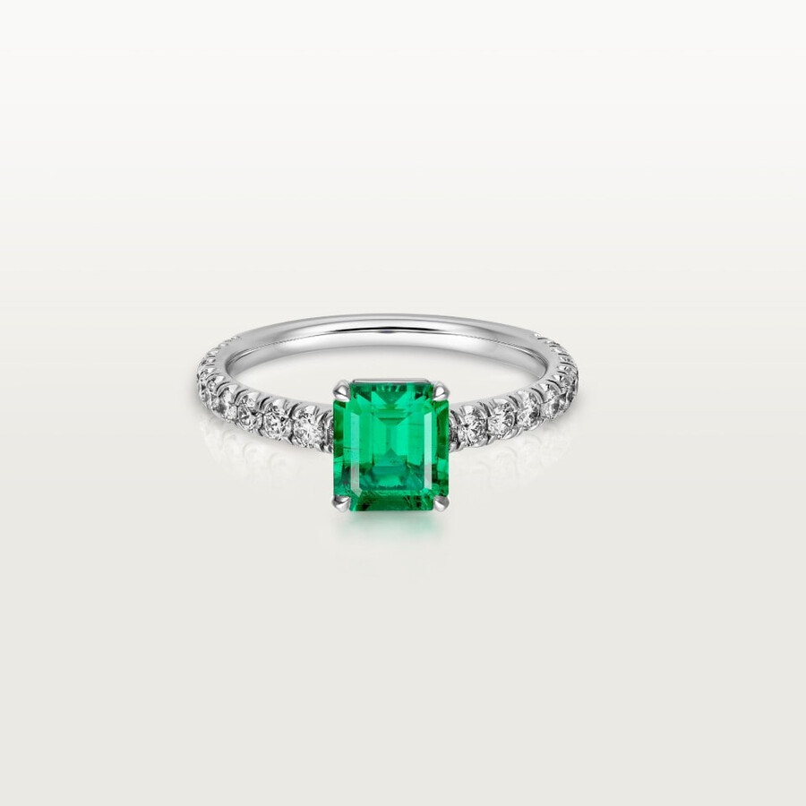 1895 solitaire emerald-cut emerald paved