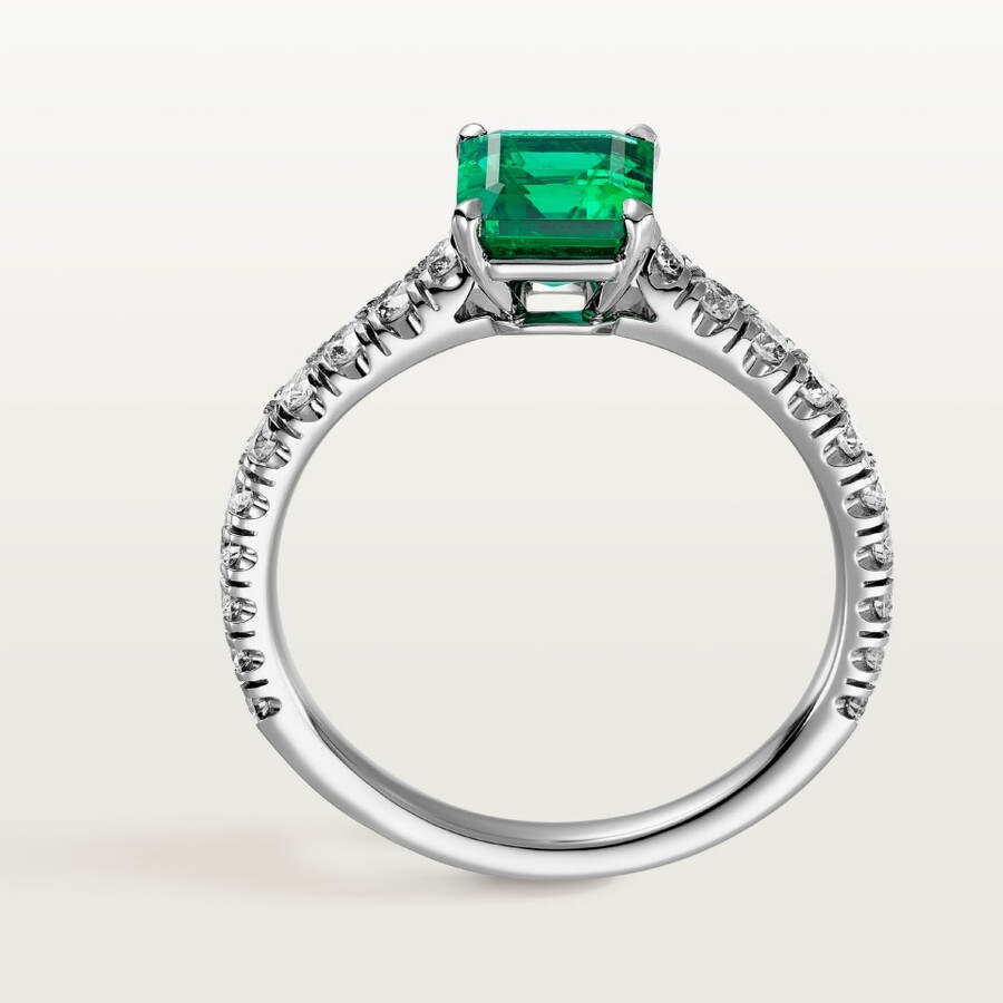 1895 solitaire emerald-cut emerald paved