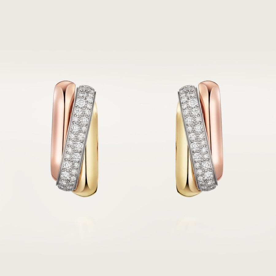 trinity earrings cushion-shaped half-paved
