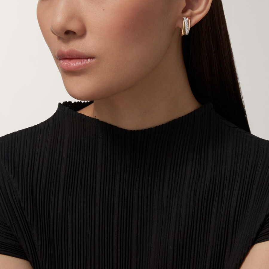 trinity earrings cushion-shaped half-paved