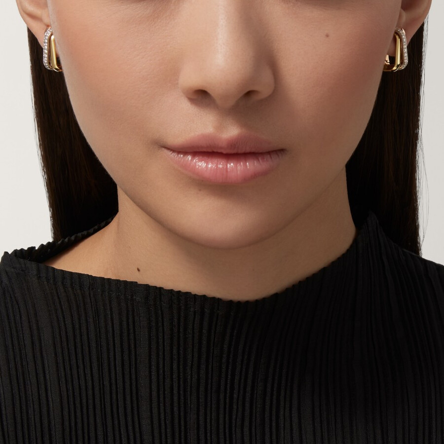 trinity earrings cushion-shaped half-paved