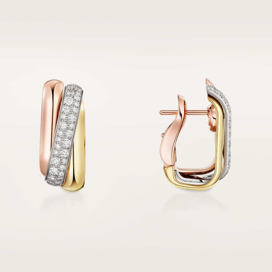 trinity earrings cushion-shaped half-paved