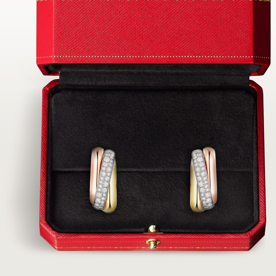 trinity earrings cushion-shaped half-paved